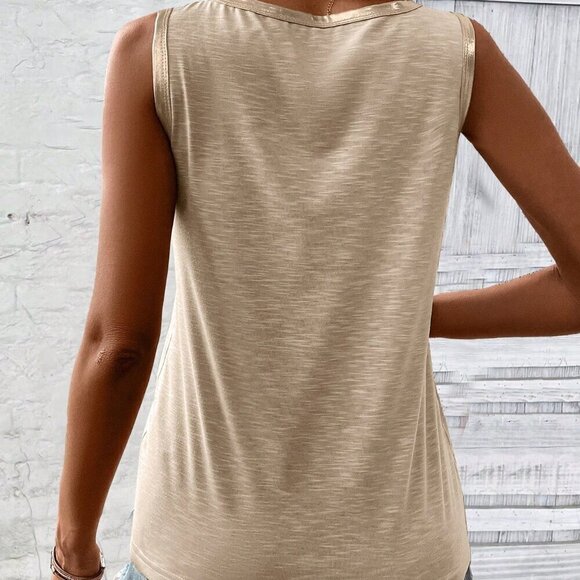 Apricot Casual Women's Leisure Splice Hem Tank Top - Picture 2 of 4